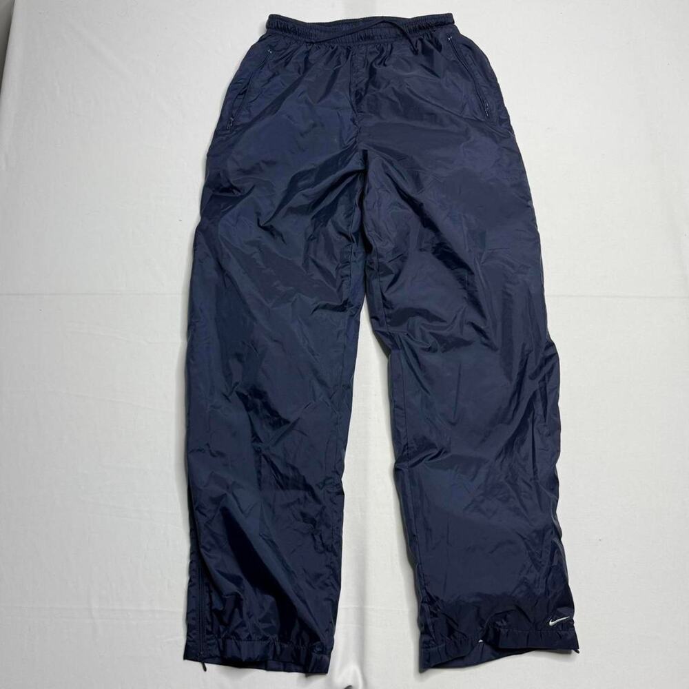 Vintage 1990s Nike Track Pants Windbreaker Pants Navy Blue Size Large